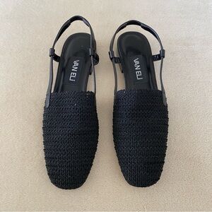 SOLD VanEli crocheted “Janet” sling back flats